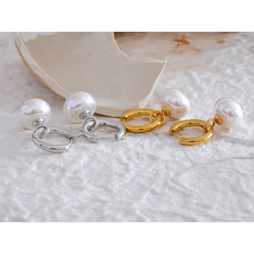 Brinco em Ouro 18k Pendente Pérola