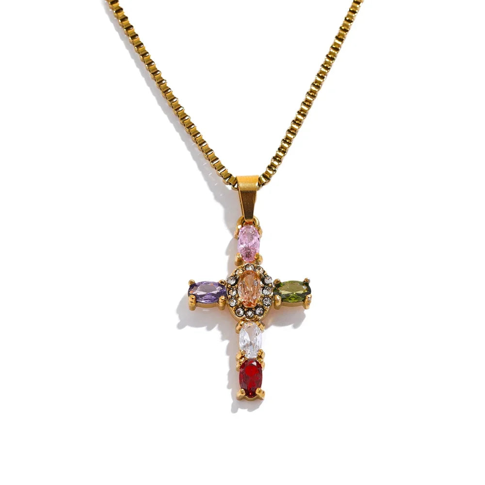 Colar Cruz Delicada Com Zircônia