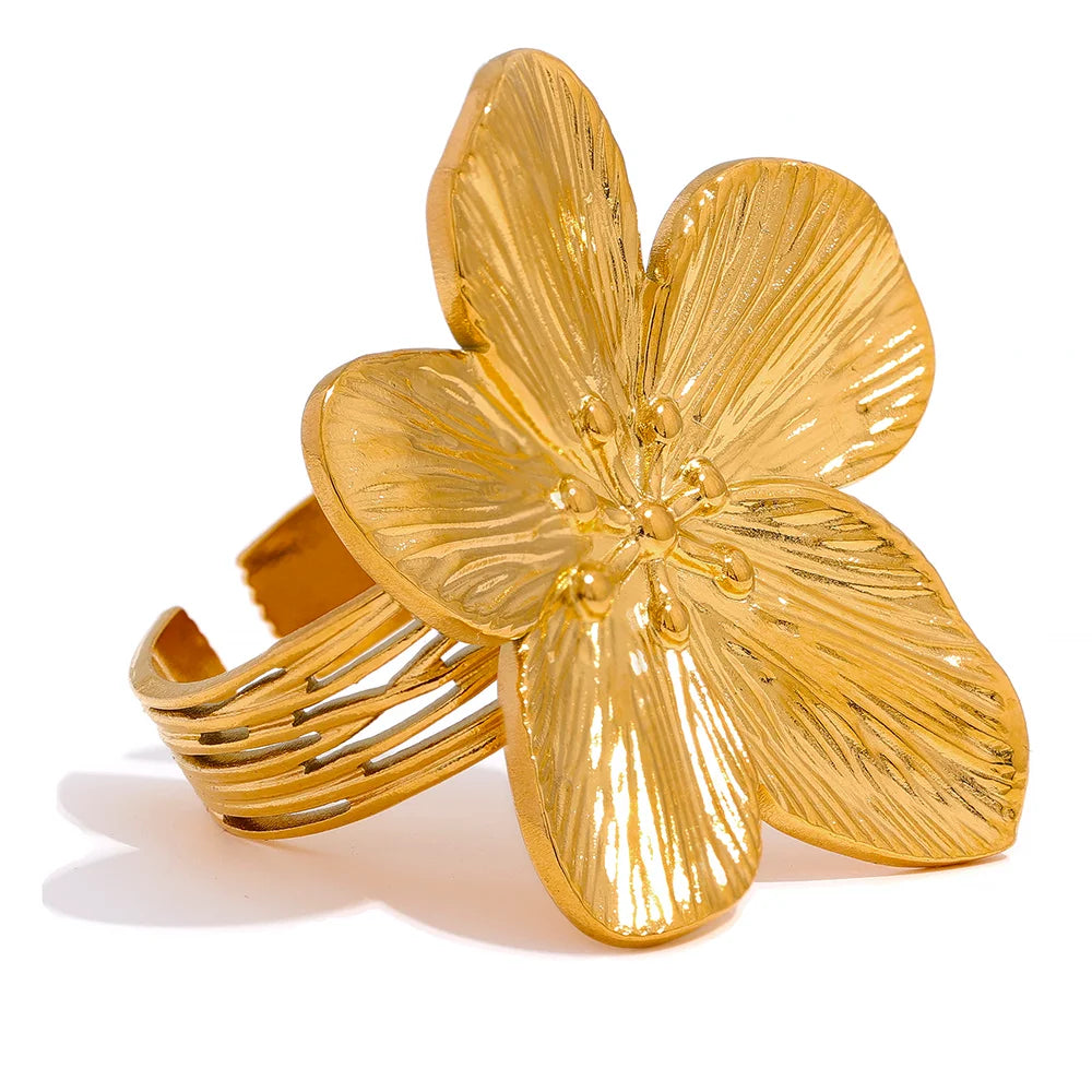 Anel Ajustável Flor Minimalista