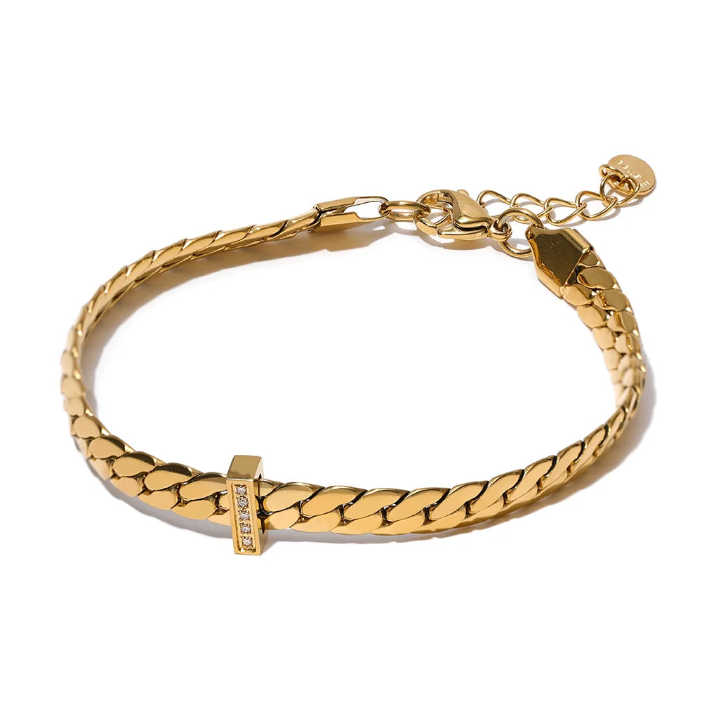 Pulseira Corrente Estilo Cubana Zircônia