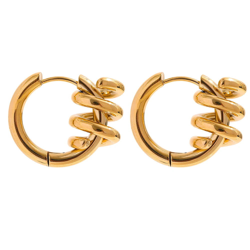 Brinco em Ouro 18k Argola Mola Espiral