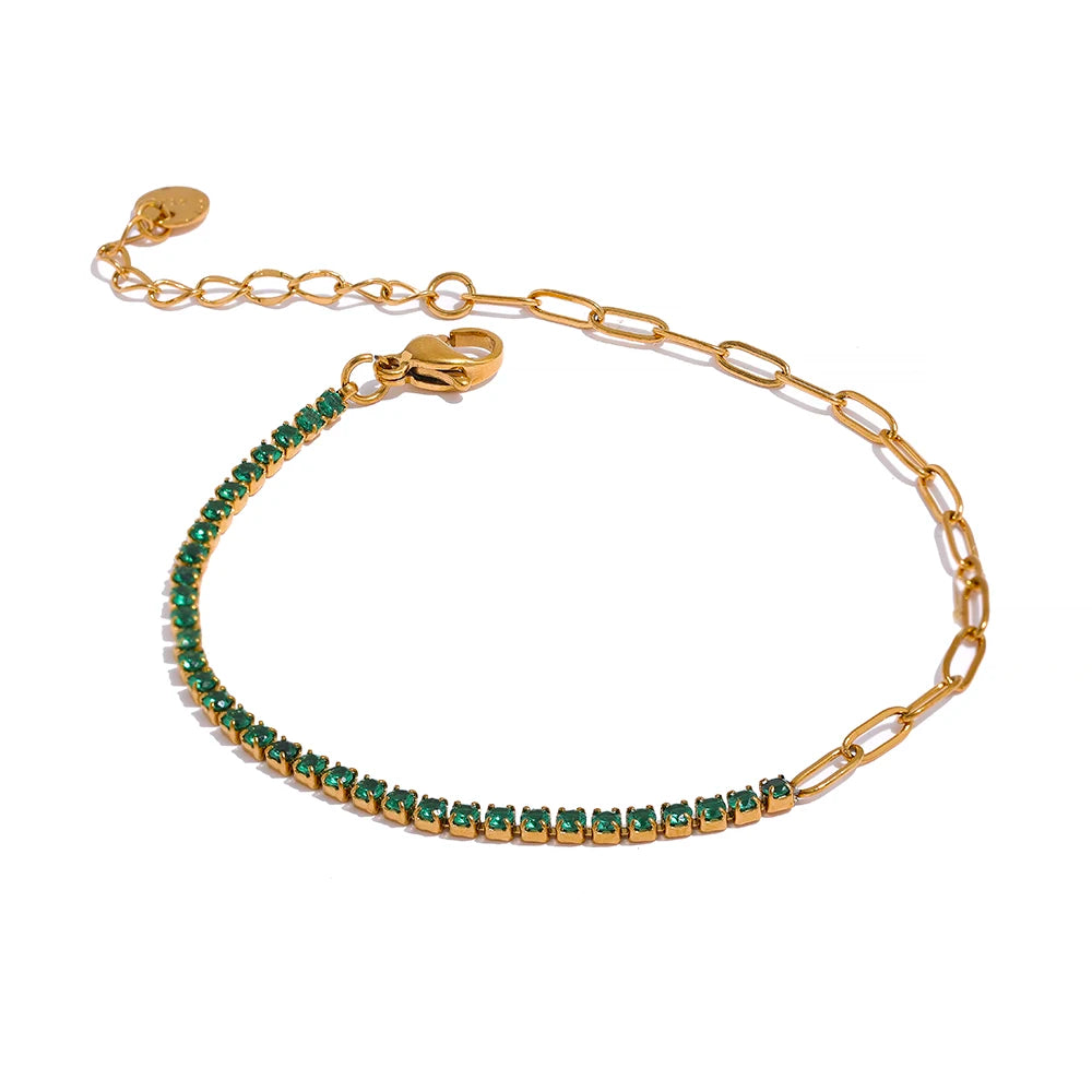 Pulseira Meio Corrente Meio Cravejada