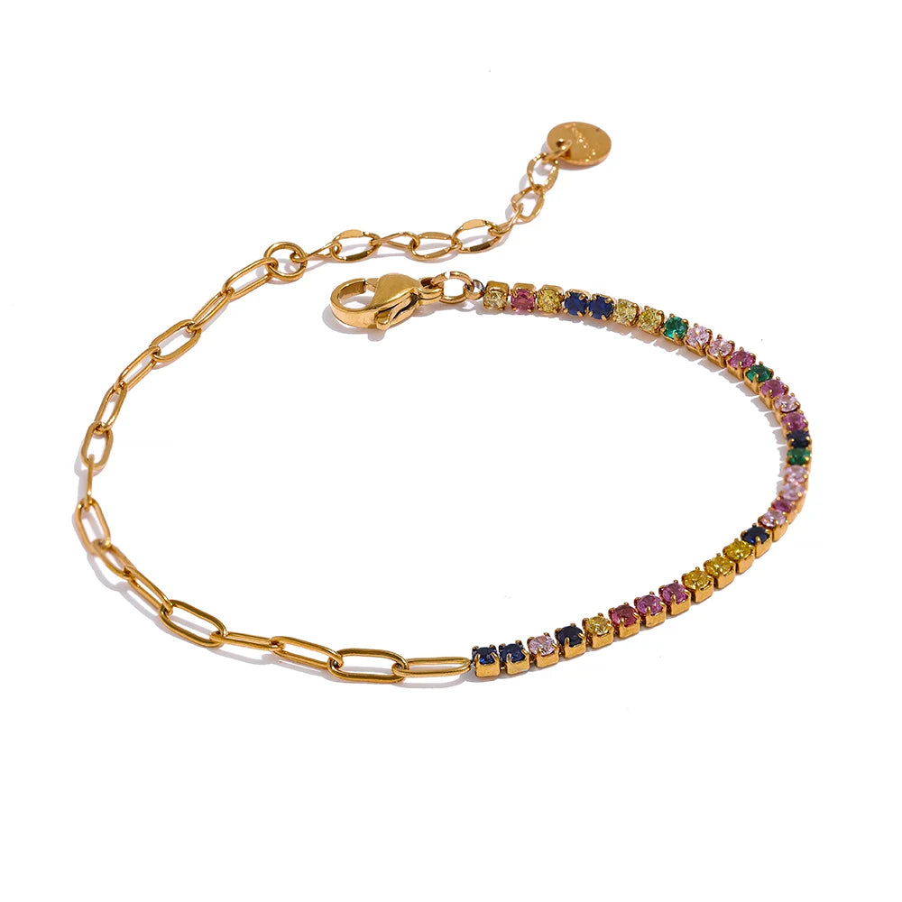 Pulseira Meio Corrente Meio Cravejada