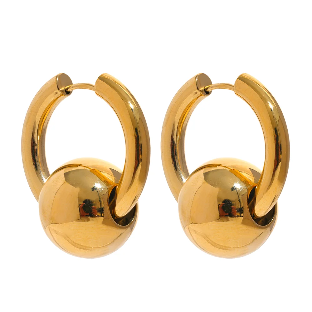 Brinco em Ouro 18k Argola Esfera Minimalista