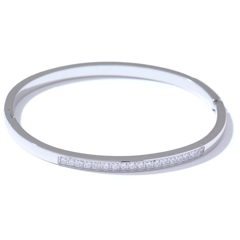 Bracelete Minimalista Detalhe Cravejado Zircônia