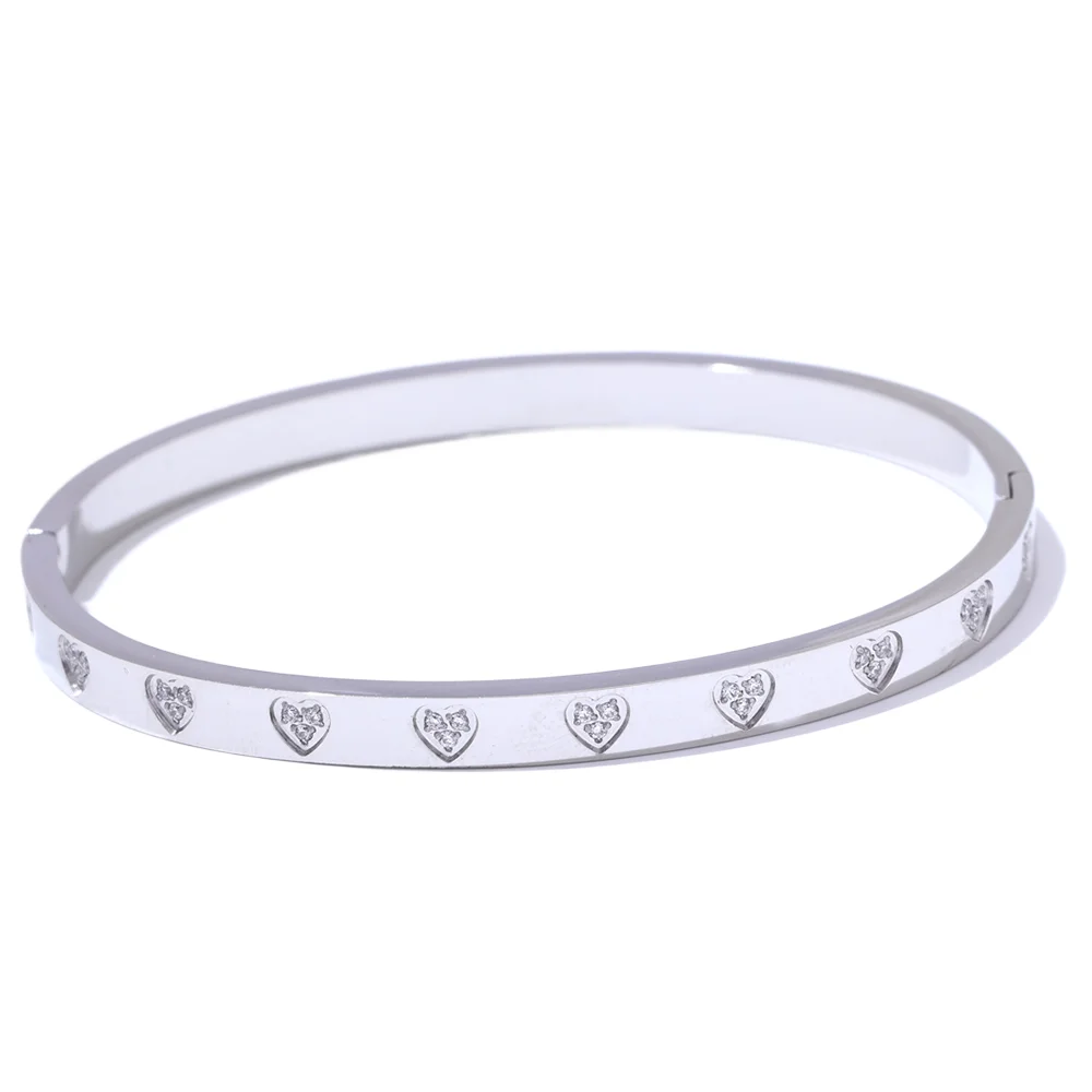 Bracelete Minimalista Corações Zircônia