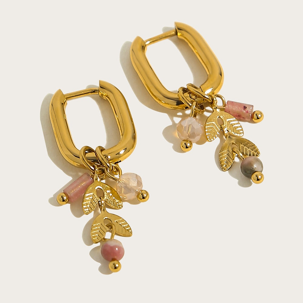 Brinco Argola Pedras Pendentes em Ouro
