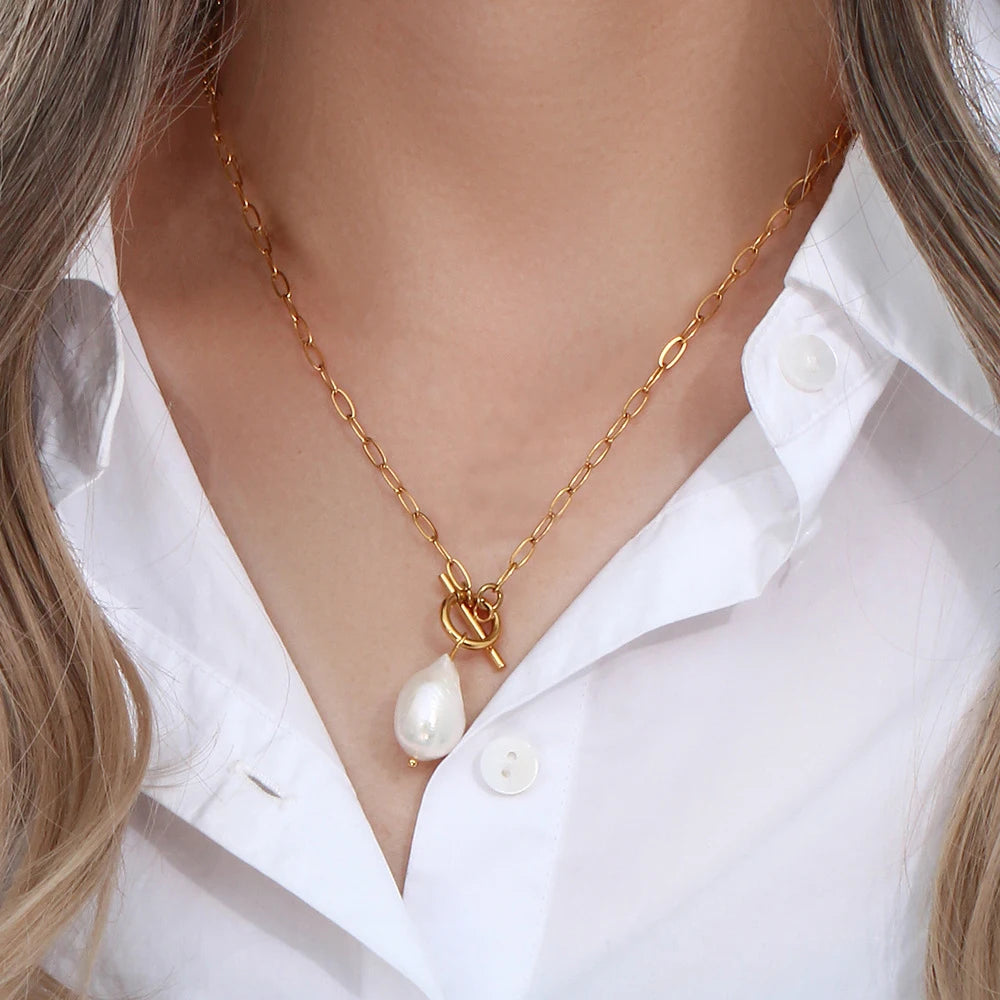 Colar Pérola Corrente Minimalista Elegante