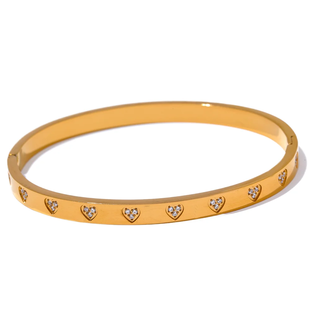 Bracelete Minimalista Corações Zircônia