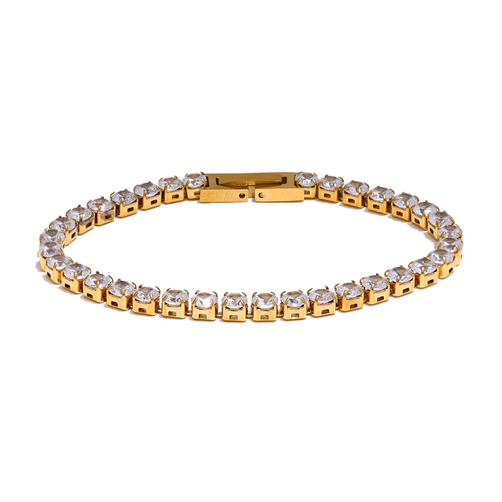 Pulseira Cravejada de Zirconias Circulares