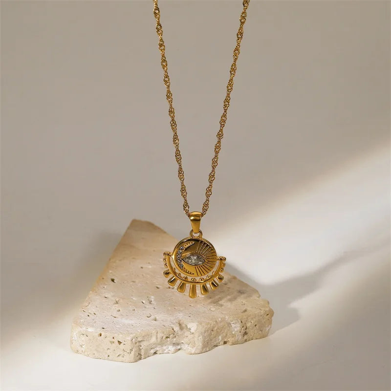Colar Pendente Olho Grego Ouro 18k