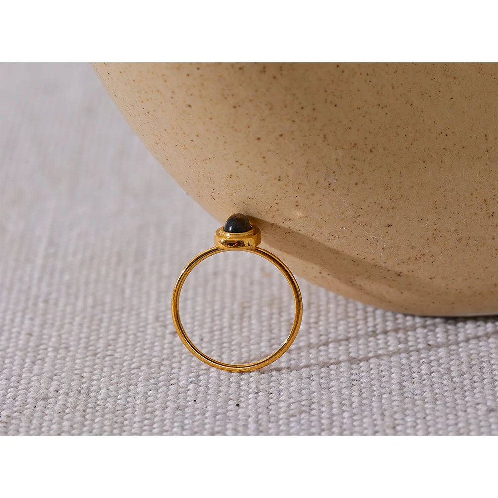 Anel Minimalista Pedra Natural Oval