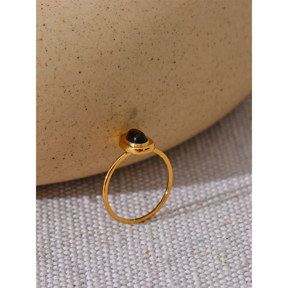 Anel Minimalista Pedra Natural Oval