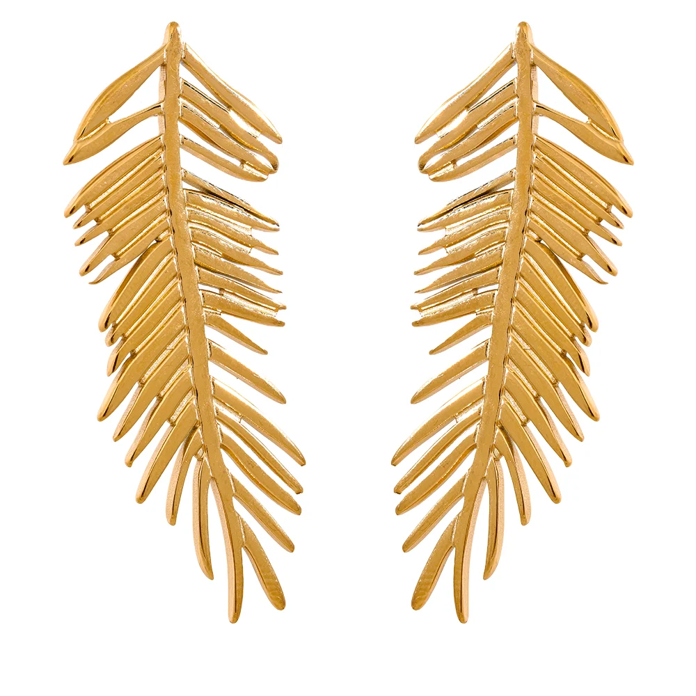 Brinco em Ouro 18k Ramo de Palmeira