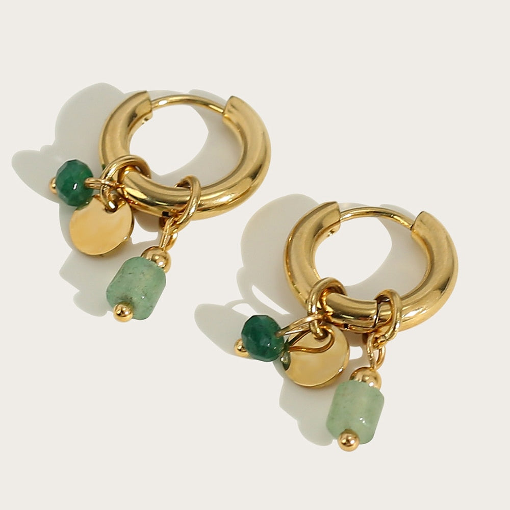 Brinco Argola Pedras Pendentes em Ouro