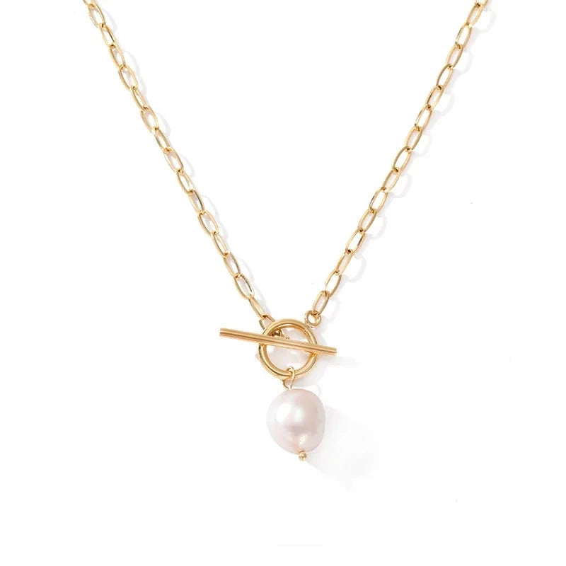 Colar Pérola Corrente Minimalista Elegante