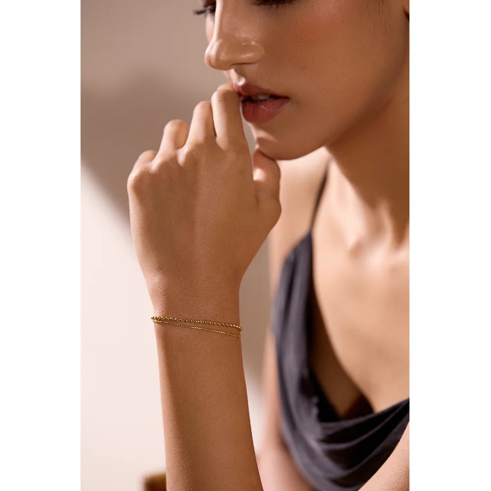 Pulseira Dupla Minimalista Ouro 18k