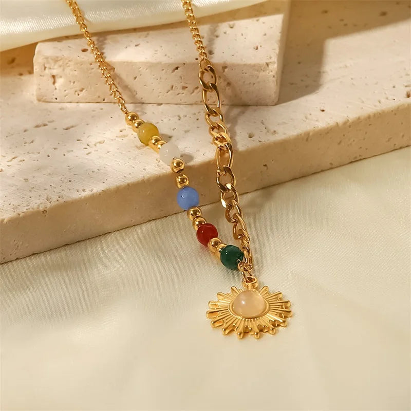 Colar Sol Dourado Ouro 18k