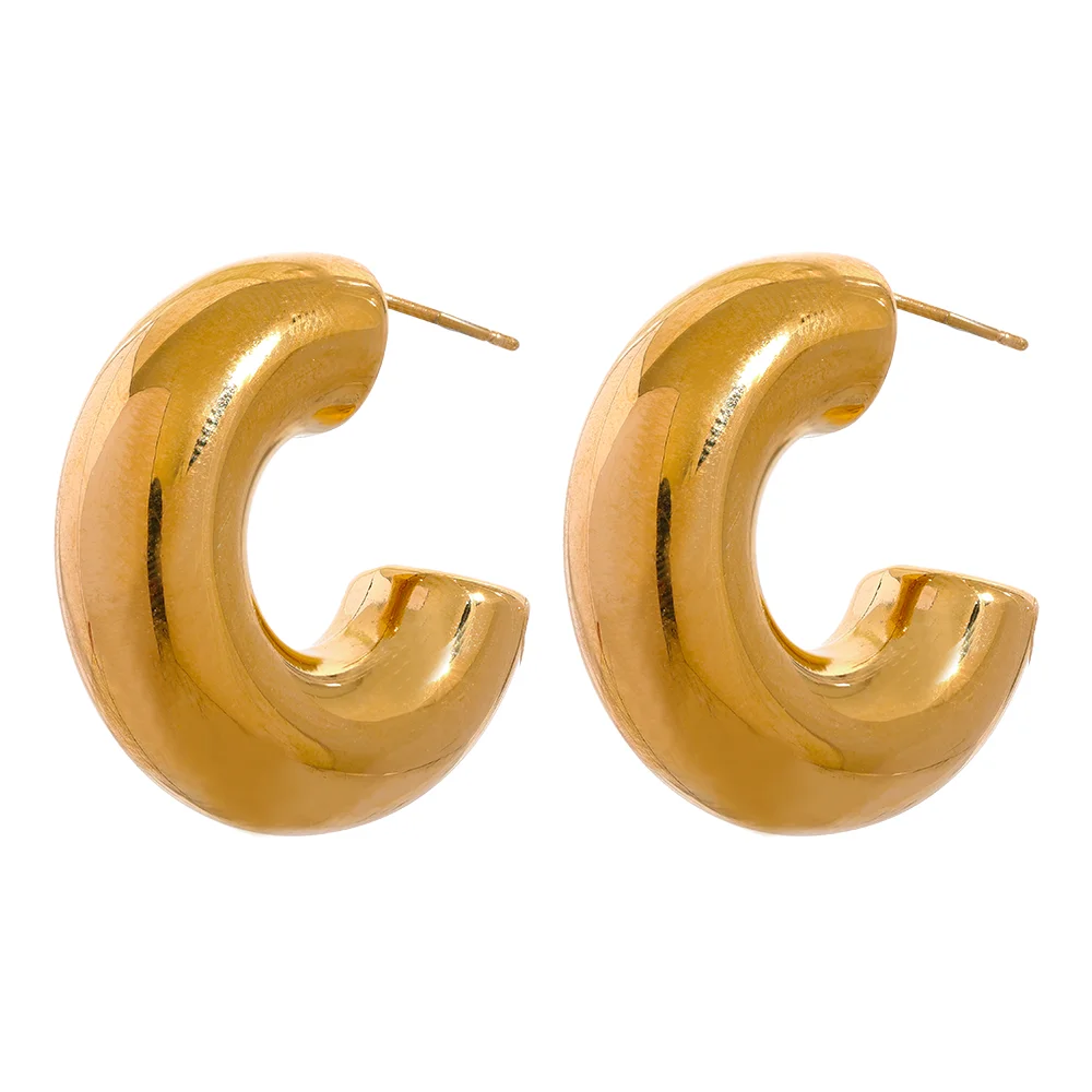 Brinco em Ouro 18k Semi Argola Espessa