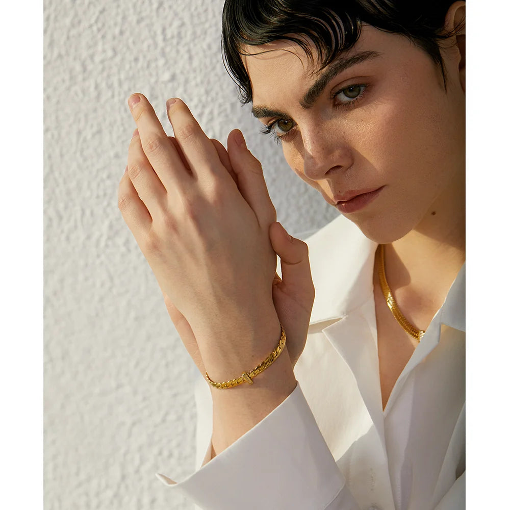 Pulseira Corrente Estilo Cubana Zircônia