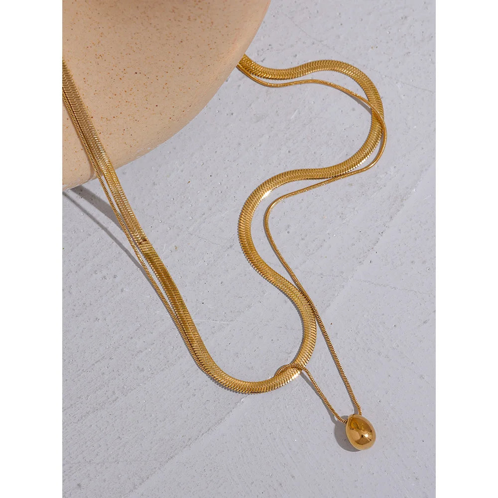 Colar Kit Duplo Snake e Gota d'água