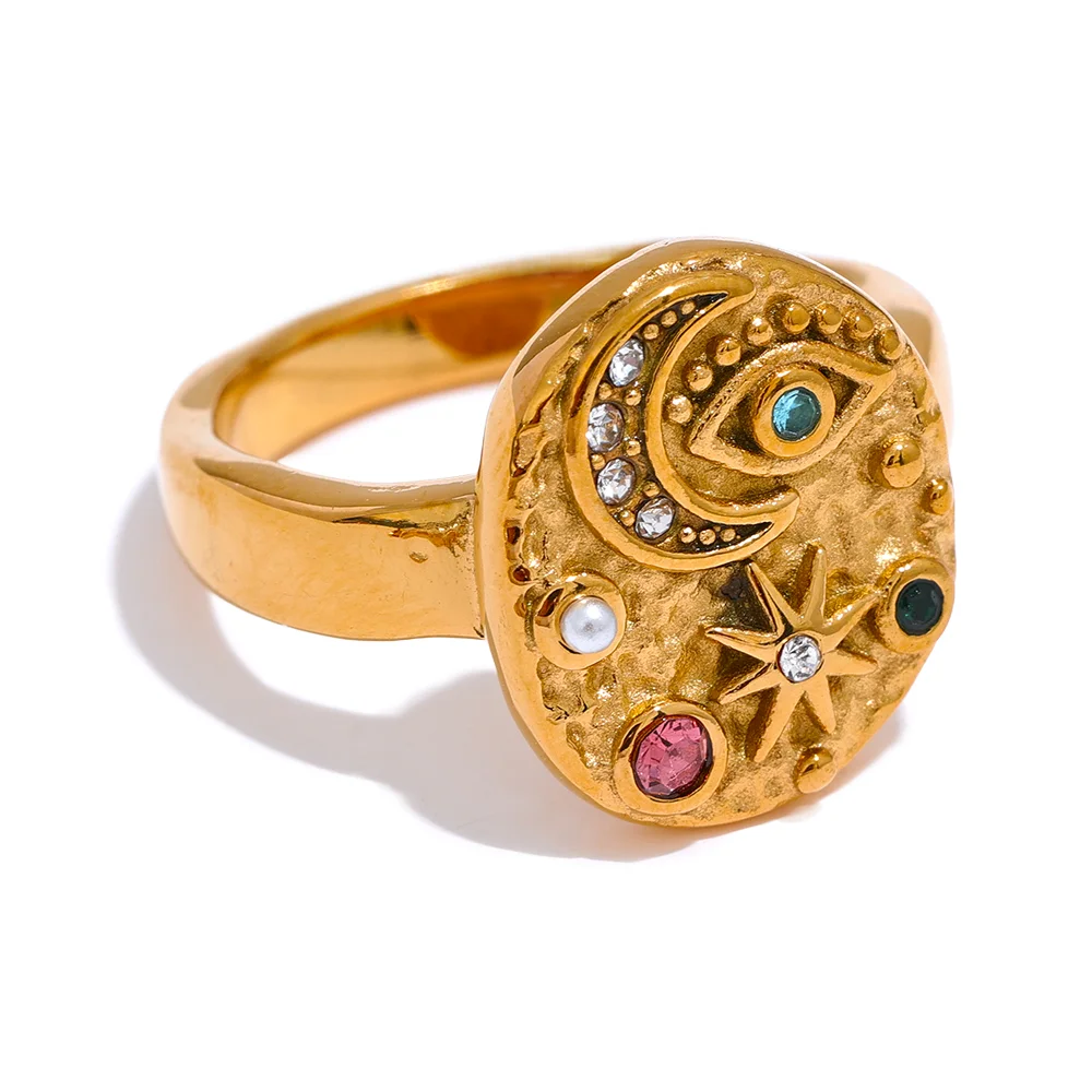 Anel Celeste em Ouro 18k