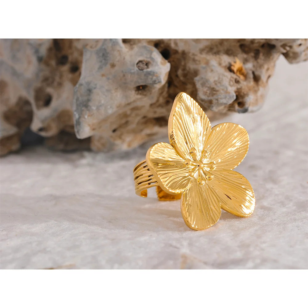 Anel Ajustável Flor Minimalista