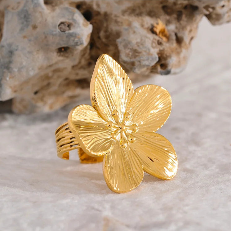Anel Ajustável Flor Minimalista