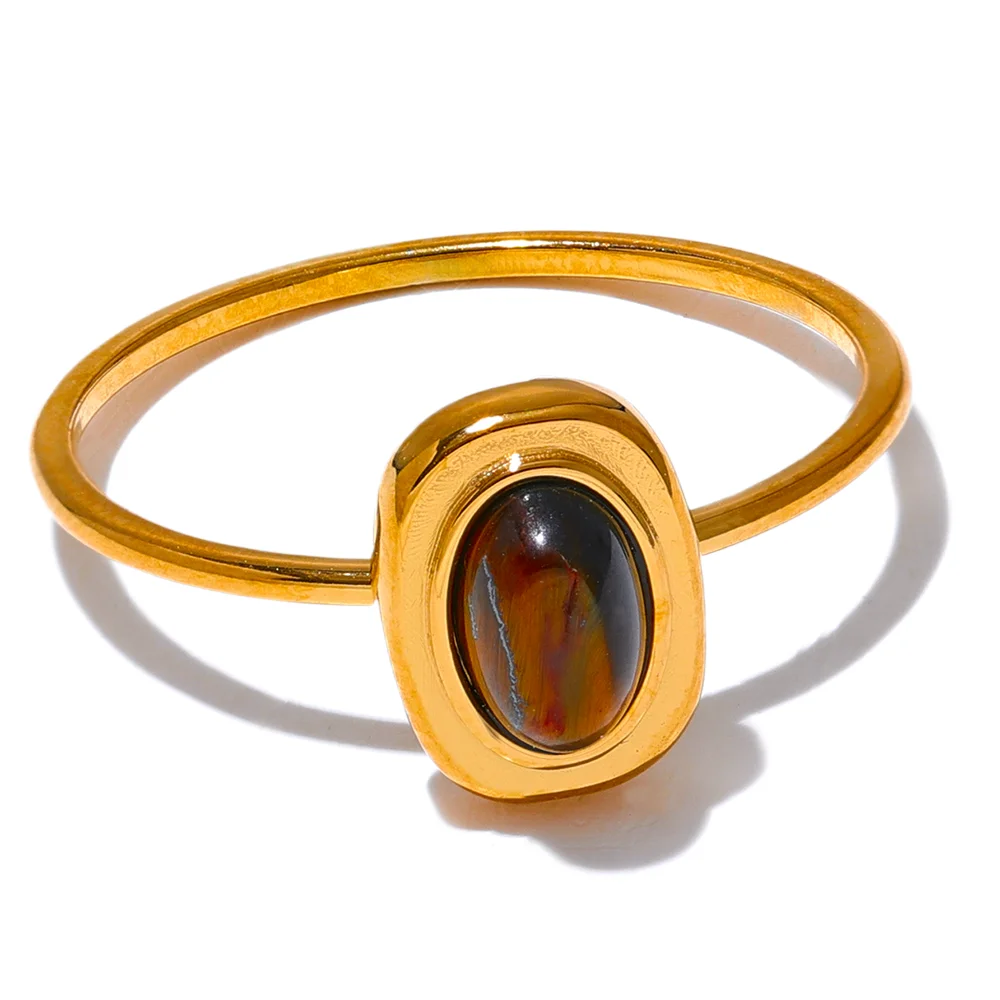 Anel Minimalista Pedra Natural Oval