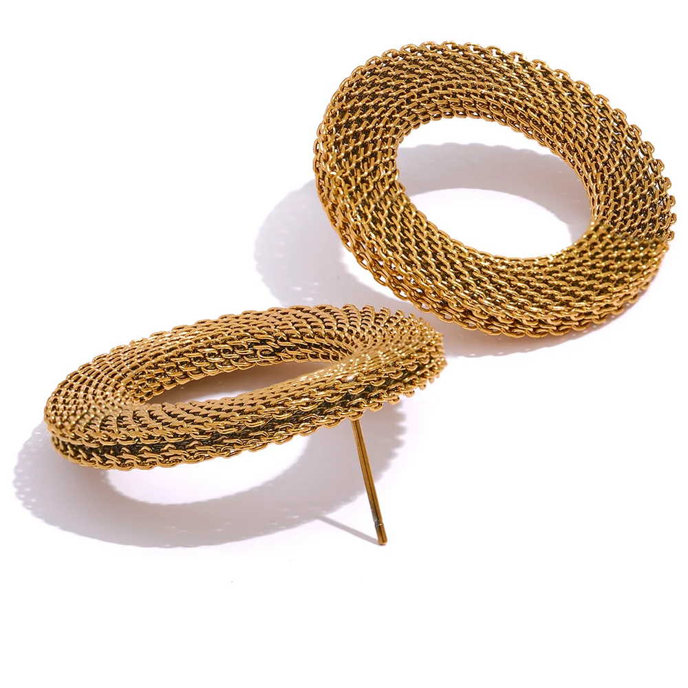 Brinco em Ouro 18k Circulo Texturizado