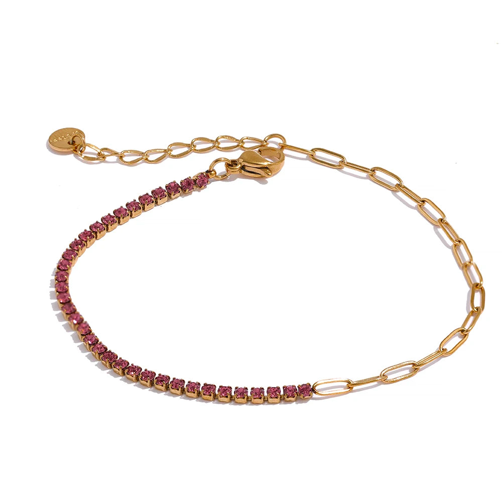 Pulseira Meio Corrente Meio Cravejada