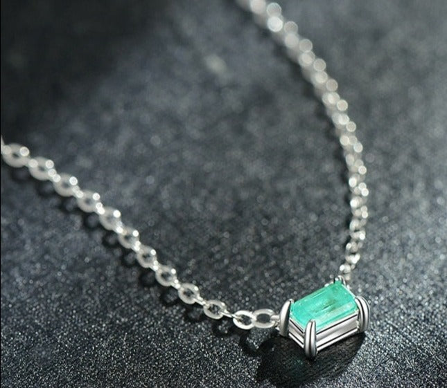 Colar Turmalina Retangular em Prata 925