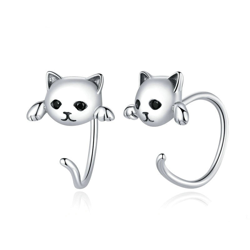 Brinco Gatinho Minimalista em Prata 925