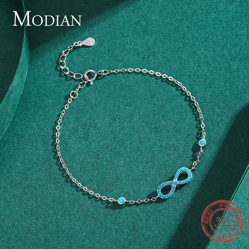 Pulseira Infinito Turquesa em Prata 925