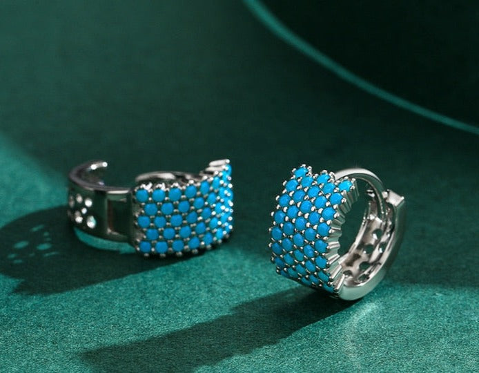 Brinco Turquesa Vintage em Prata 925