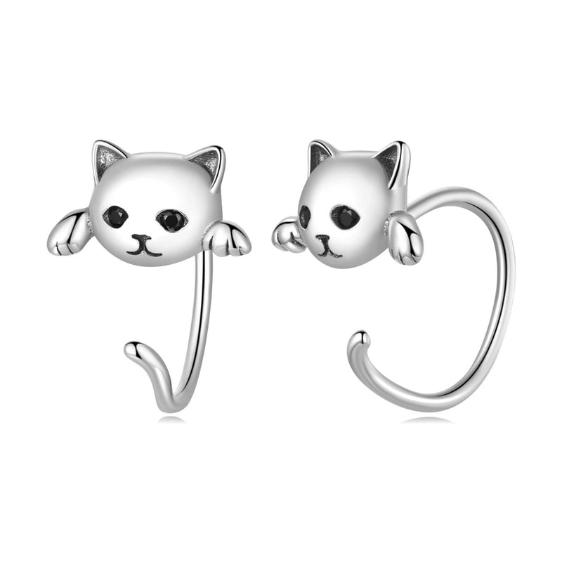 Brinco Gatinho Minimalista em Prata 925