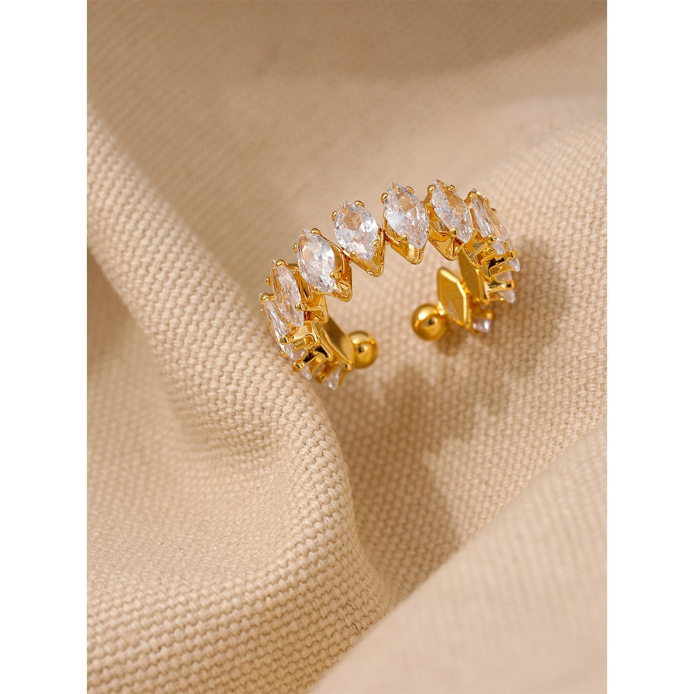 Anel Ajustável Royal Zircônias em Ouro