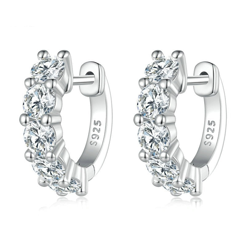Brinco Argola Cravejada Zircônia em Prata 925
