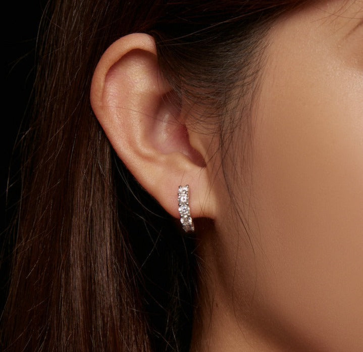 Brinco Argola Cravejada Zircônia em Prata 925