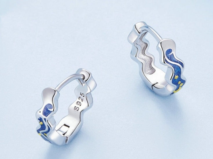 Brinco Noite Estrelada Van Gogh em Prata 925