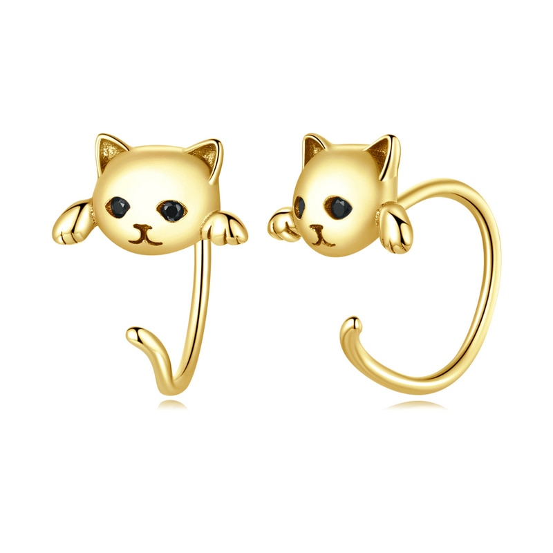 Brinco Gatinho Minimalista em Prata 925