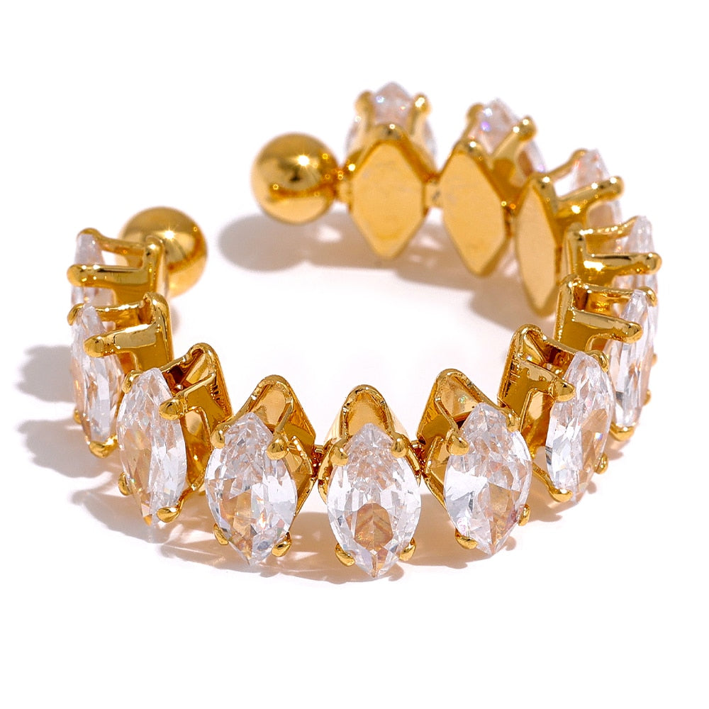 Anel Ajustável Royal Zircônias em Ouro