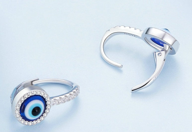 Brinco Pendente Olho Grego Zircônia em Prata 925