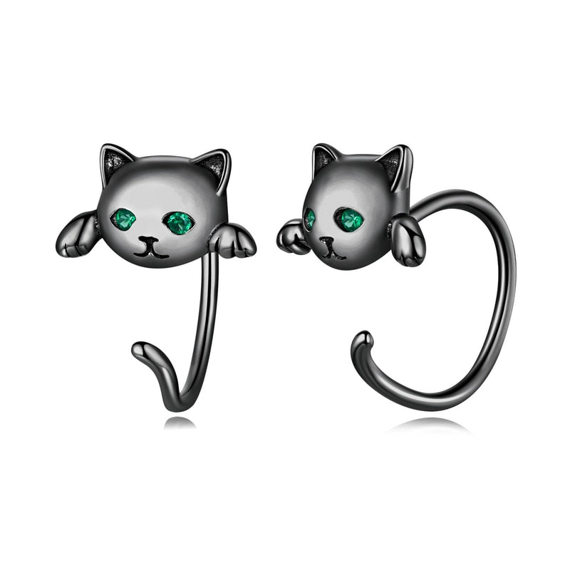 Brinco Gatinho Minimalista em Prata 925