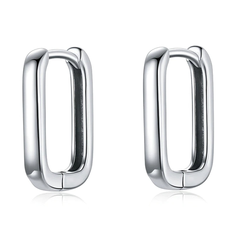 Brinco Argola Retangular em Prata 925
